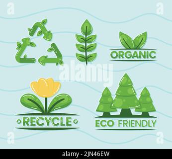 five eco friendly set icons Stock Vector