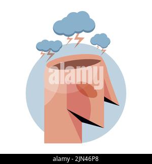 Abstract head with rain Stock Vector