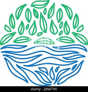 green and blue leafs stamp Stock Vector