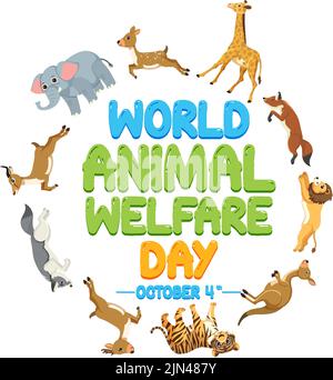 World Animal Welfare Day Concept Vector illustration Stock Vector