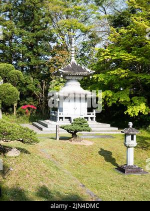 Minamiuwa, Ehime prefecture, Japan - April 8, 2018: On the grounds of Kanjizaiji, temple number 40 of Shikoku pilgrimage Stock Photo