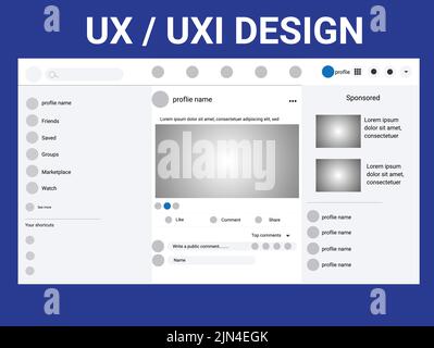 ux Graphic designer creative planning application process development prototype wireframe for web mobile phone Stock Vector