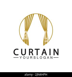 Curtain logo vector illustration design template Stock Vector