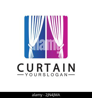 Curtain logo vector illustration design template Stock Vector
