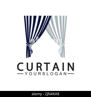 Curtain logo vector illustration design template Stock Vector