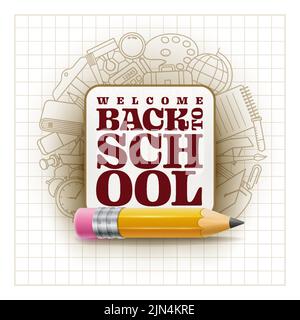 Vector design welcome back to school typography Stock Vector