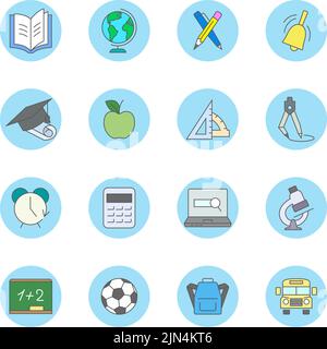 Set of education and school vector icons Stock Vector