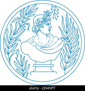 Bust of Emperor of Roman Empire, Greek noble man Stock Vector