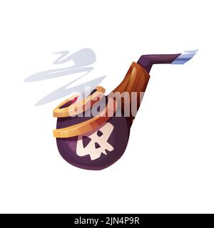 Pirate smoking pipe cartoon vector illustration. Tobacco pipe. Stock Vector