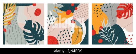Set of three hand drawn seamless patterns Stock Vector