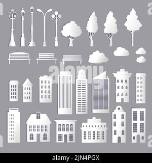 City infrastructure and architecture, park items Stock Vector