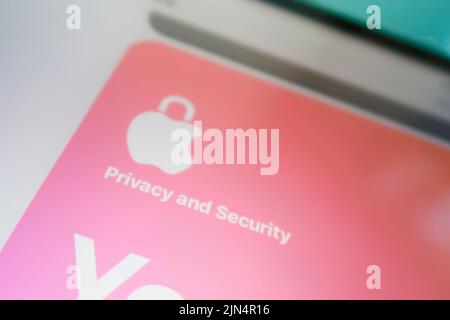Apple Privacy and Security - Securing users from potential online and local threats Stock Photo