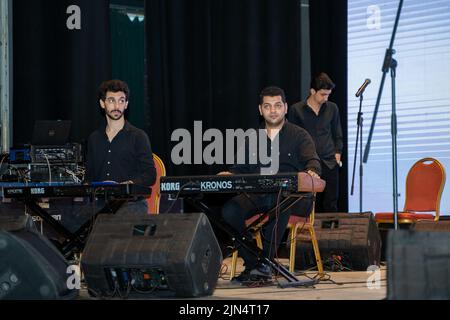 A view of musicians on stage during medical event in Alexandria opera house Stock Photo