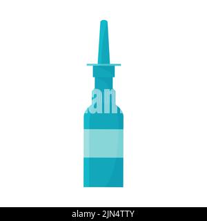 Nasal spray isolated. Flat template on white background. Medication for rhinitis treatment. Object vector illustration of nasal drops bottle packaging Stock Vector