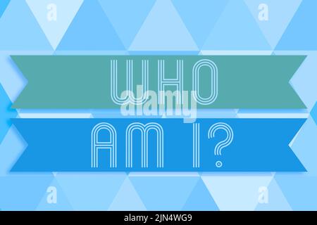 Writing displaying text Who Am I. Word for Introduce Identify yourself personality likes dislikes profile Blank Color Ribbons Representing Creative Stock Photo