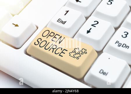 Sign displaying Open Source. Business concept denoting software which original source code freely available -48745 Stock Photo