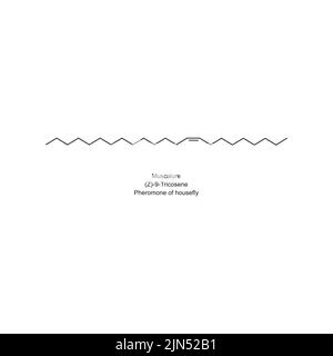 Chemical structure of Muscalure - housefly pheromone - on white background. Stock Vector