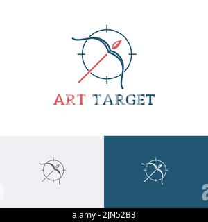 Art Target Hunter Hunting Painting Brush Bow Logo Stock Vector