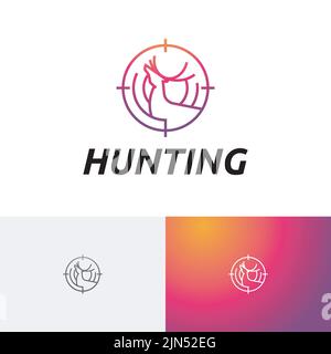 Deer Hunting Target Circle Elegant Line Style Logo Stock Vector