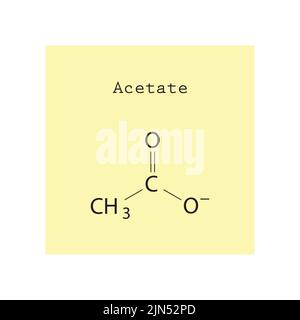 Acetate chemical structure on yellow background. Stock Vector