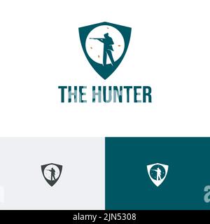 Hunter Shotgun Shield Hunting Season Logo Symbol Stock Vector