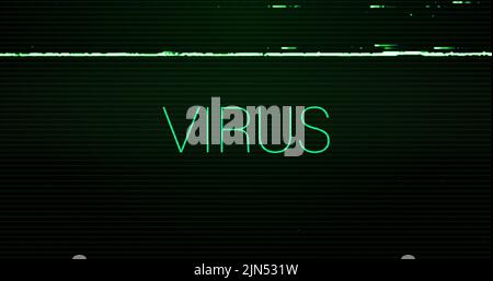 Image of interference over virus text on black background Stock Photo