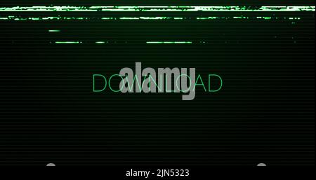 Image of interference over download text on black background Stock Photo