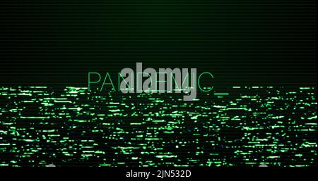 Image of interference over pandemic text on black background Stock Photo