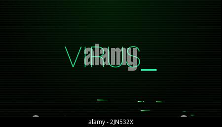 Image of interference over virus text on black background Stock Photo