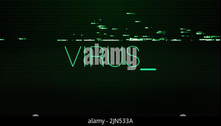 Image of interference over virus text on black background Stock Photo