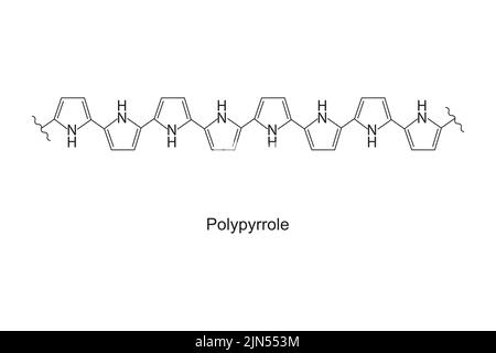 Polypyrrole polymer chemical structure on white background. Stock Vector