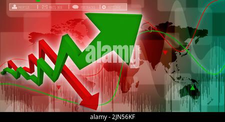 3d illustration inflation and deflation graph Stock Photo