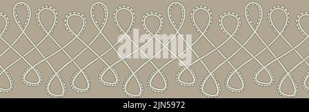 Looping rope embroidery decor seamless border Stock Vector
