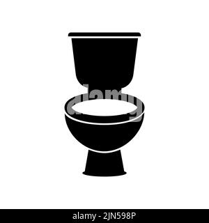 Badge toilet glyph icon, vector cut monochrome badge for house plumbing promotion design Stock Vector