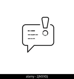 Alert message sign line icon. Caution chat, warning message, exclamation mark speech bubble thin editable line stroke icon. Alert information, accident notification vector illustration Stock Vector