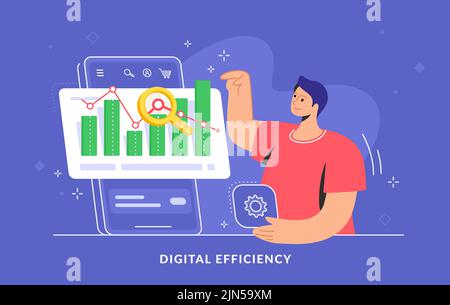 Data analysis on mobile app for increasing sales and revenue Stock Vector