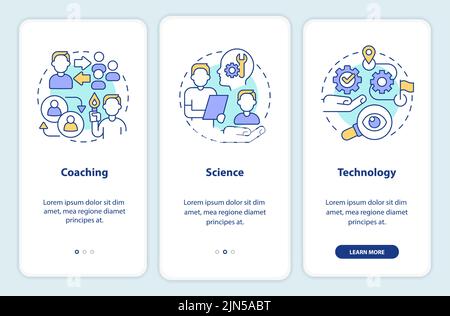 Business coaching platform programs onboarding mobile app screen Stock Vector