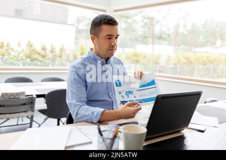 man working and having video call at home Stock Photo