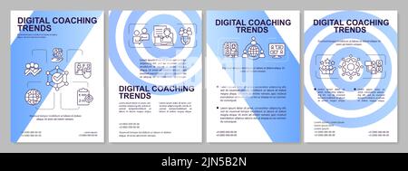 Virtual coaching effectiveness blue gradient brochure template Stock Vector