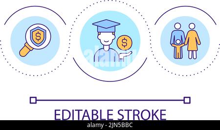 Family savings for children education loop concept icon Stock Vector