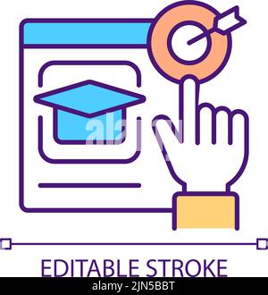 Achieving educational goals with elearning RGB color icon Stock Vector