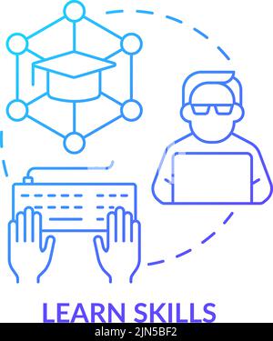 Learn skills blue gradient concept icon Stock Vector