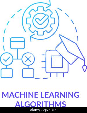 Machine learning algorithms blue gradient concept icon Stock Vector