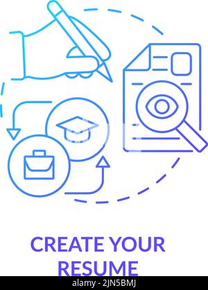 Create your resume blue gradient concept icon Stock Vector