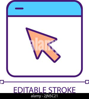 Browser pointer cursor flat color vector icons with shadows in round ...