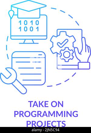 Take on programming projects blue gradient concept icon Stock Vector