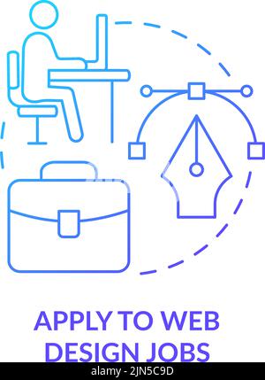 Apply to web design jobs blue gradient concept icon Stock Vector