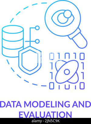 Data modeling and evaluation blue gradient concept icon Stock Vector