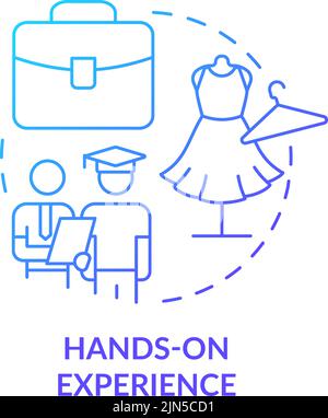 Hands on experience blue gradient concept icon Stock Vector