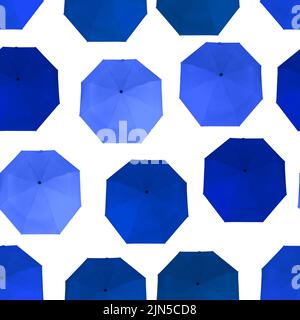Seamless pattern of different deep blue colors umbrellas isolated on white background Stock Photo